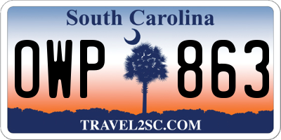 SC license plate OWP863