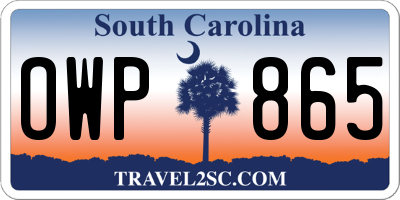 SC license plate OWP865