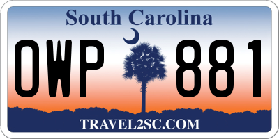SC license plate OWP881