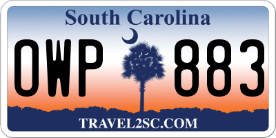 SC license plate OWP883