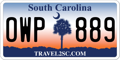 SC license plate OWP889