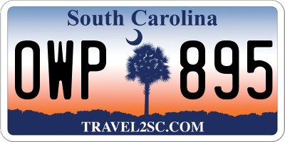 SC license plate OWP895
