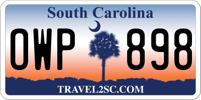 SC license plate OWP898