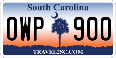 SC license plate OWP900