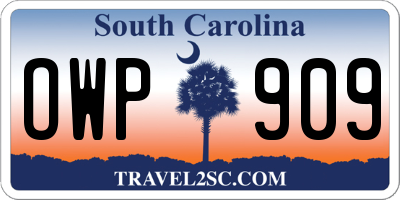 SC license plate OWP909