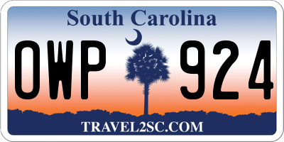 SC license plate OWP924