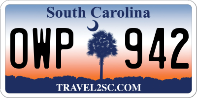 SC license plate OWP942