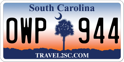 SC license plate OWP944