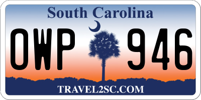 SC license plate OWP946