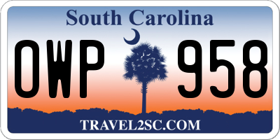 SC license plate OWP958
