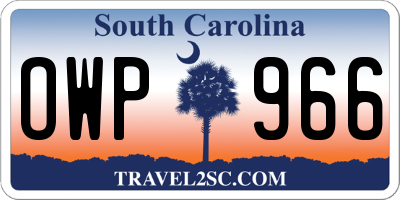 SC license plate OWP966