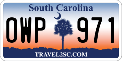 SC license plate OWP971