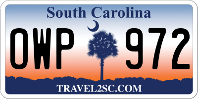 SC license plate OWP972