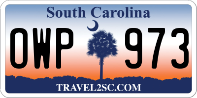 SC license plate OWP973