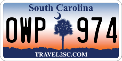 SC license plate OWP974