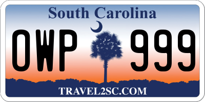 SC license plate OWP999