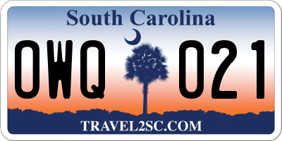 SC license plate OWQ021