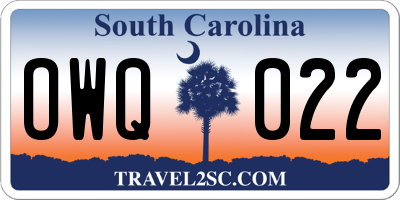 SC license plate OWQ022