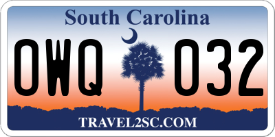 SC license plate OWQ032