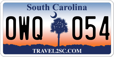SC license plate OWQ054
