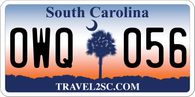 SC license plate OWQ056