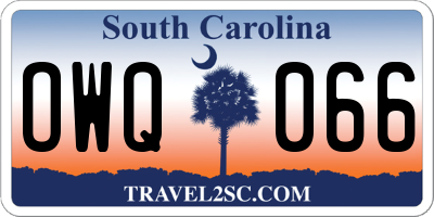 SC license plate OWQ066