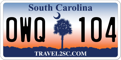 SC license plate OWQ104