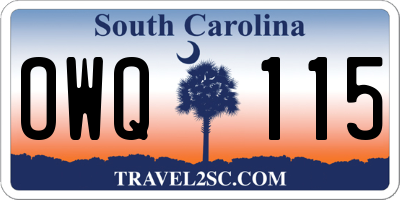 SC license plate OWQ115