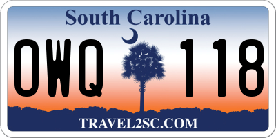 SC license plate OWQ118