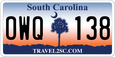 SC license plate OWQ138