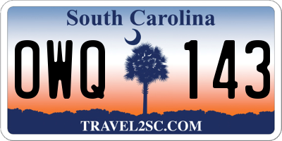 SC license plate OWQ143