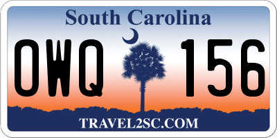 SC license plate OWQ156