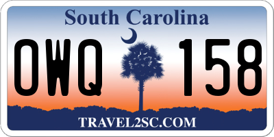 SC license plate OWQ158
