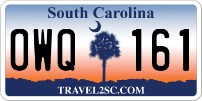 SC license plate OWQ161