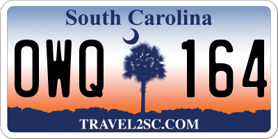 SC license plate OWQ164