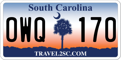 SC license plate OWQ170