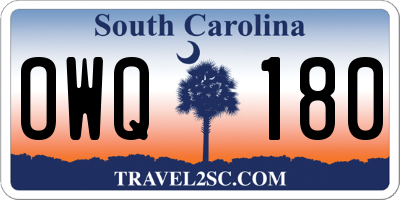 SC license plate OWQ180