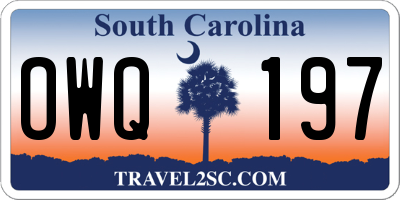 SC license plate OWQ197