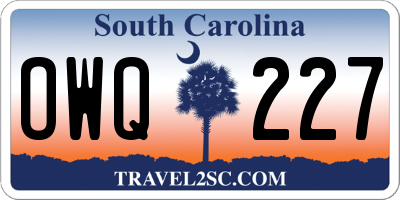 SC license plate OWQ227