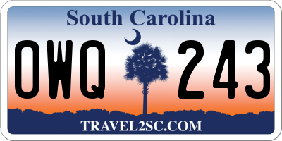 SC license plate OWQ243