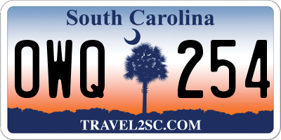 SC license plate OWQ254