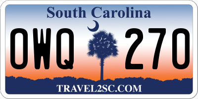 SC license plate OWQ270