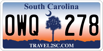 SC license plate OWQ278