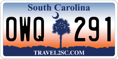 SC license plate OWQ291