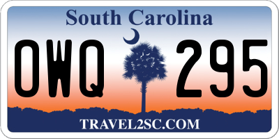SC license plate OWQ295