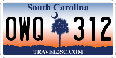 SC license plate OWQ312