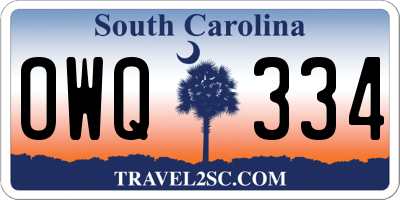 SC license plate OWQ334