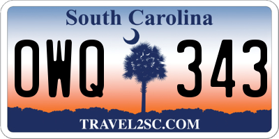 SC license plate OWQ343