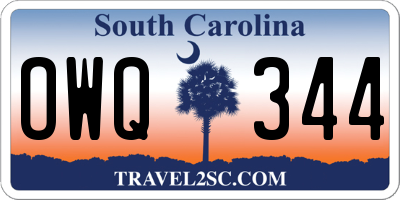 SC license plate OWQ344