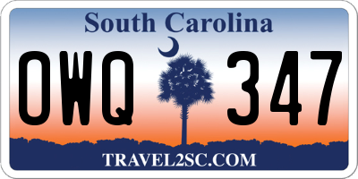 SC license plate OWQ347